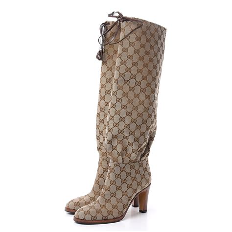 gucci monogram lisa mid heel boots|Gucci high heel boots women.